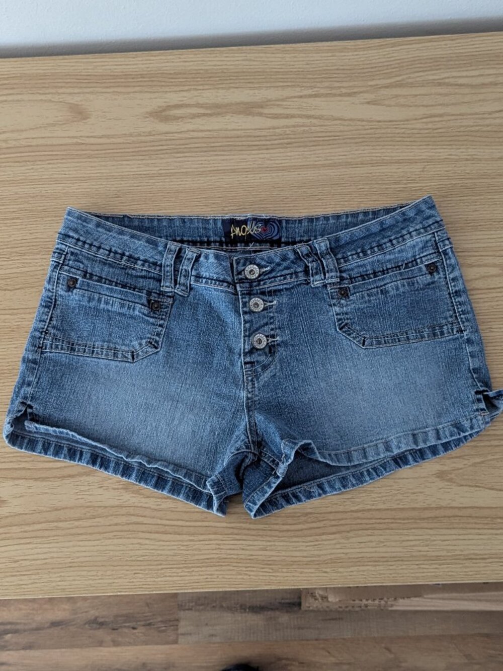 Vintage Y2K Angels Denim Mini Shorts Ramie Cotton Blend - Size 15